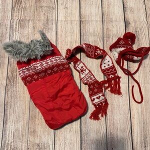 Dog winter coat with scarf and hat